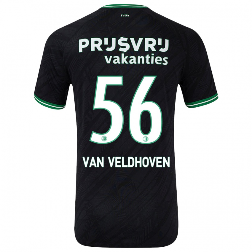 Kinderen Kars Van Veldhoven #56 Zwart Groen Uitshirt Uittenue 2024/25 T-Shirt