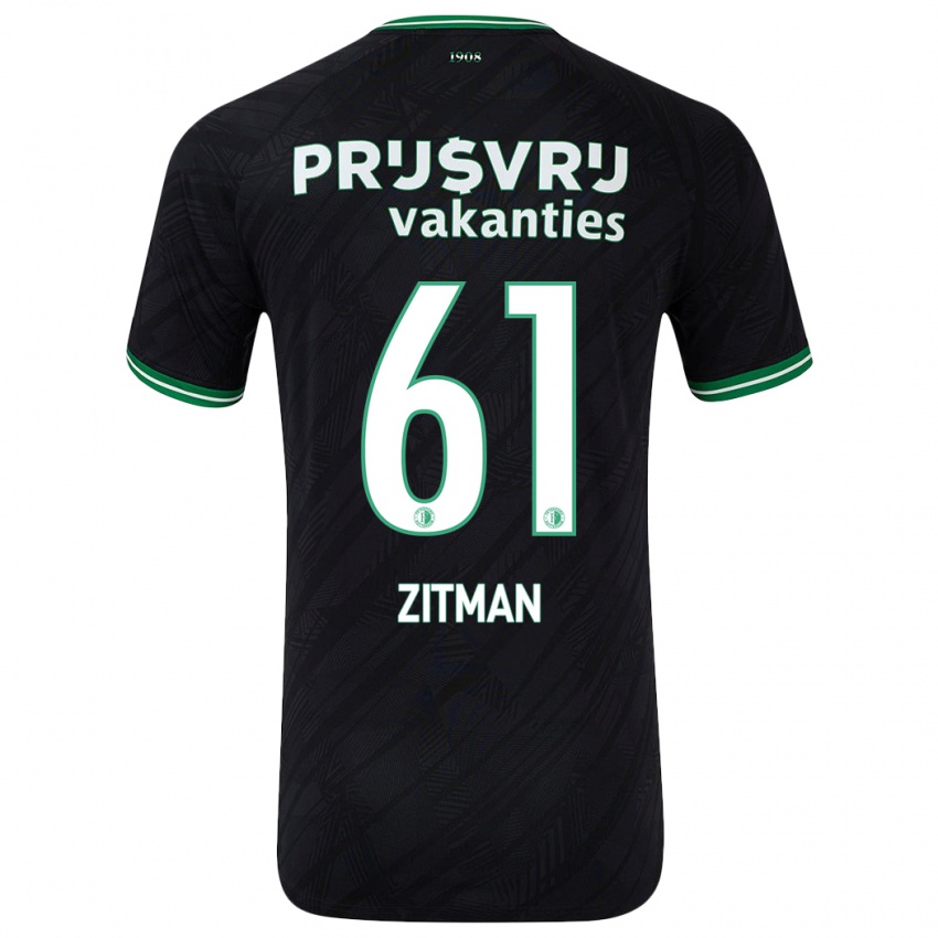 Kinderen Sven Zitman #61 Zwart Groen Uitshirt Uittenue 2024/25 T-Shirt