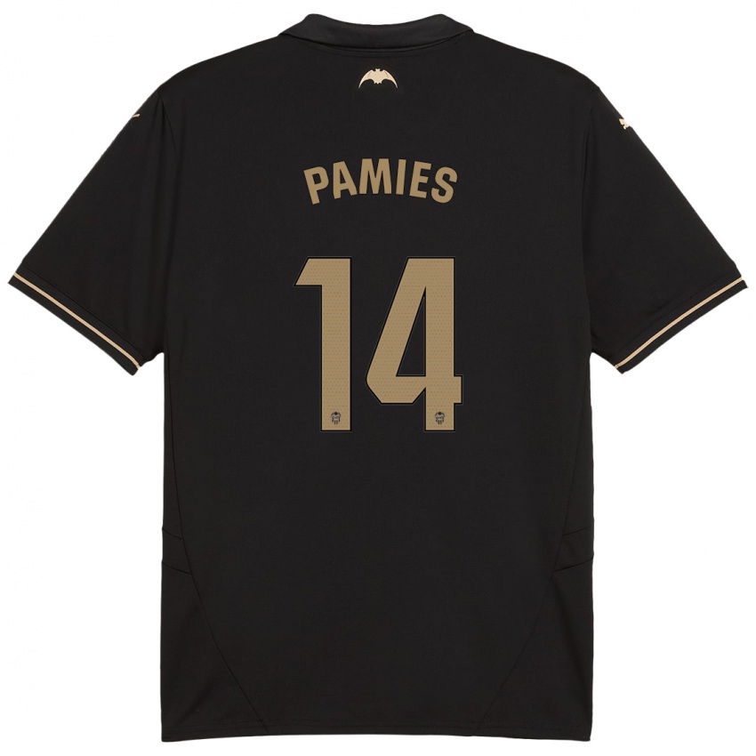 Kinderen Javi Pamies #14 Zwart Uitshirt Uittenue 2024/25 T-Shirt