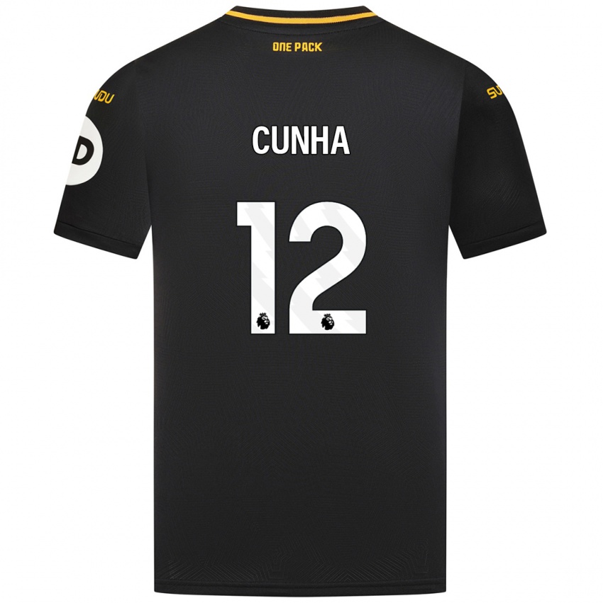 Kinderen Matheus Cunha #12 Zwart Uitshirt Uittenue 2024/25 T-Shirt