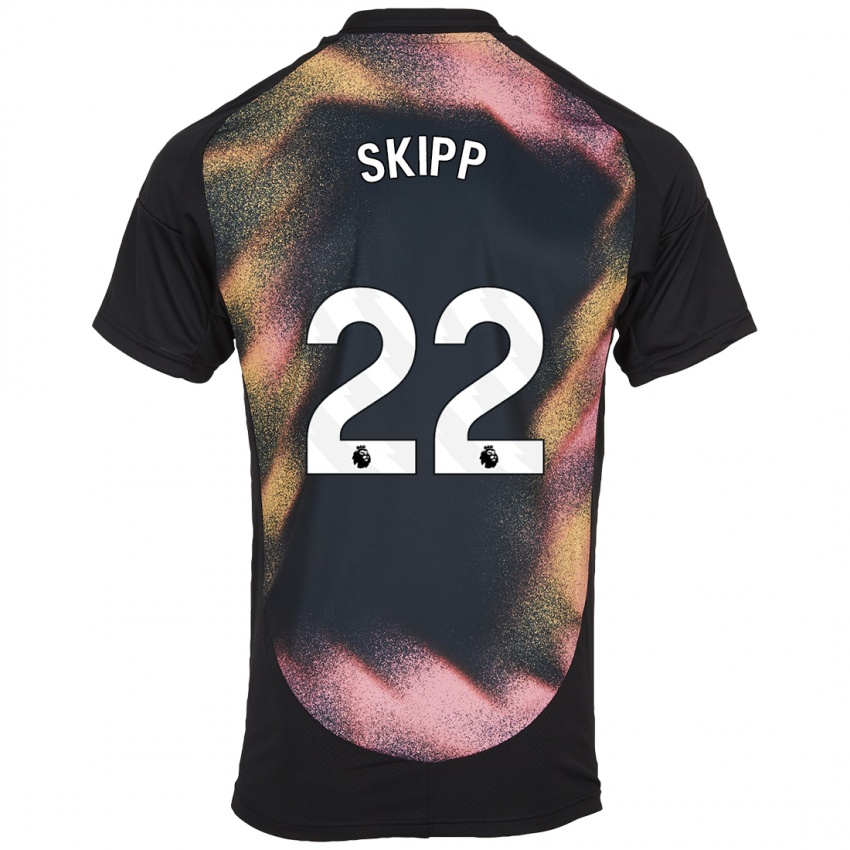 Kinderen Oliver Skipp #22 Zwart Wit Uitshirt Uittenue 2024/25 T-Shirt