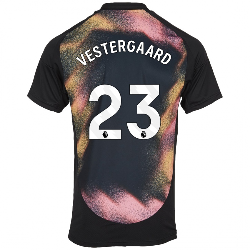 Kinderen Jannik Vestergaard #23 Zwart Wit Uitshirt Uittenue 2024/25 T-Shirt