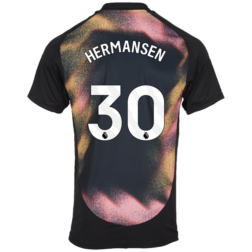 Kinderen Mads Hermansen #30 Zwart Wit Uitshirt Uittenue 2024/25 T-Shirt