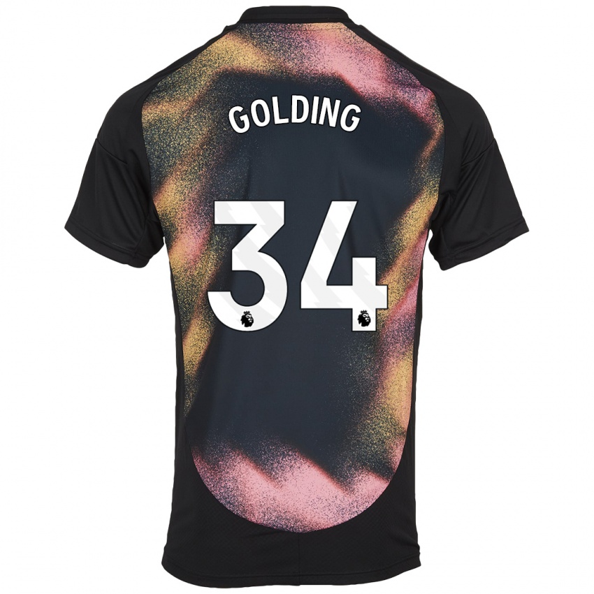 Kinderen Michael Golding #34 Zwart Wit Uitshirt Uittenue 2024/25 T-Shirt