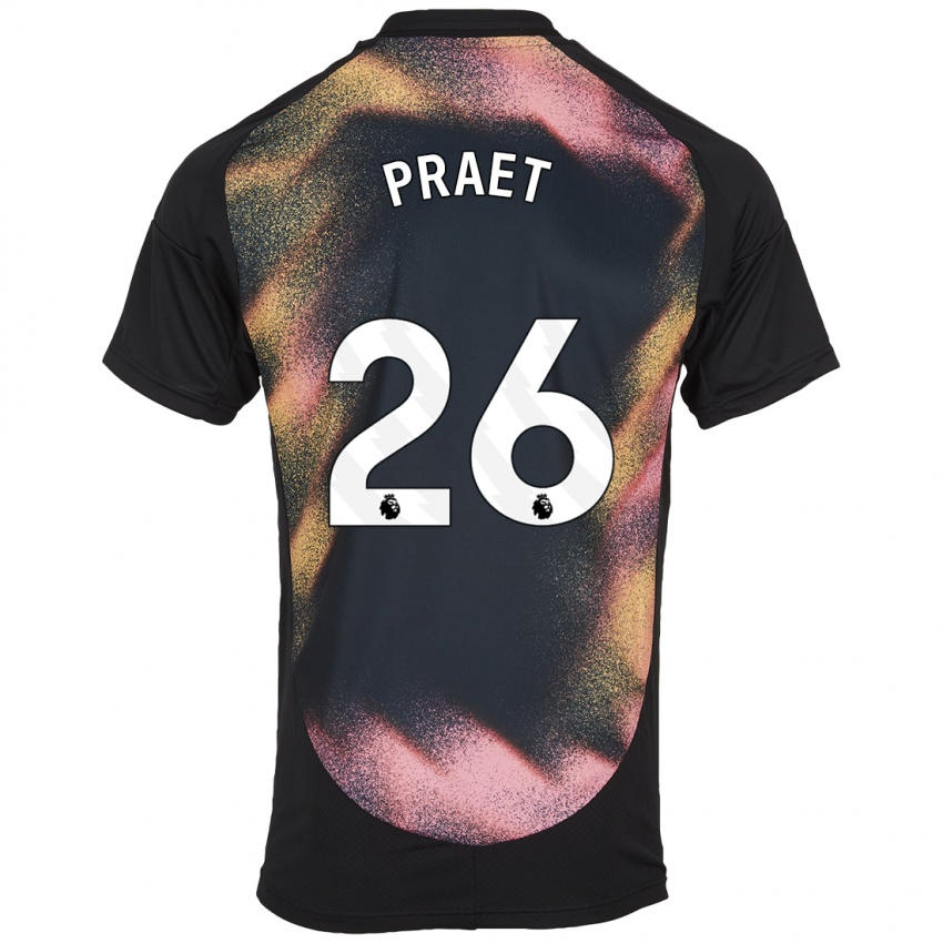 Kinderen Dennis Praet #26 Zwart Wit Uitshirt Uittenue 2024/25 T-Shirt