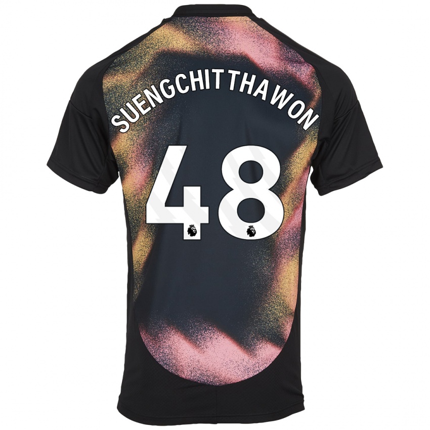 Kinderen Thanawat Suengchitthawon #48 Zwart Wit Uitshirt Uittenue 2024/25 T-Shirt