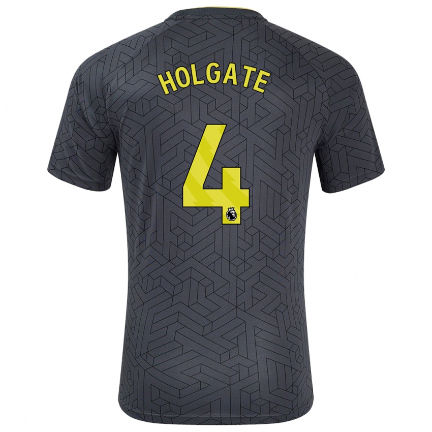 Kinderen Mason Holgate #4 Zwart Geel Uitshirt Uittenue 2024/25 T-Shirt