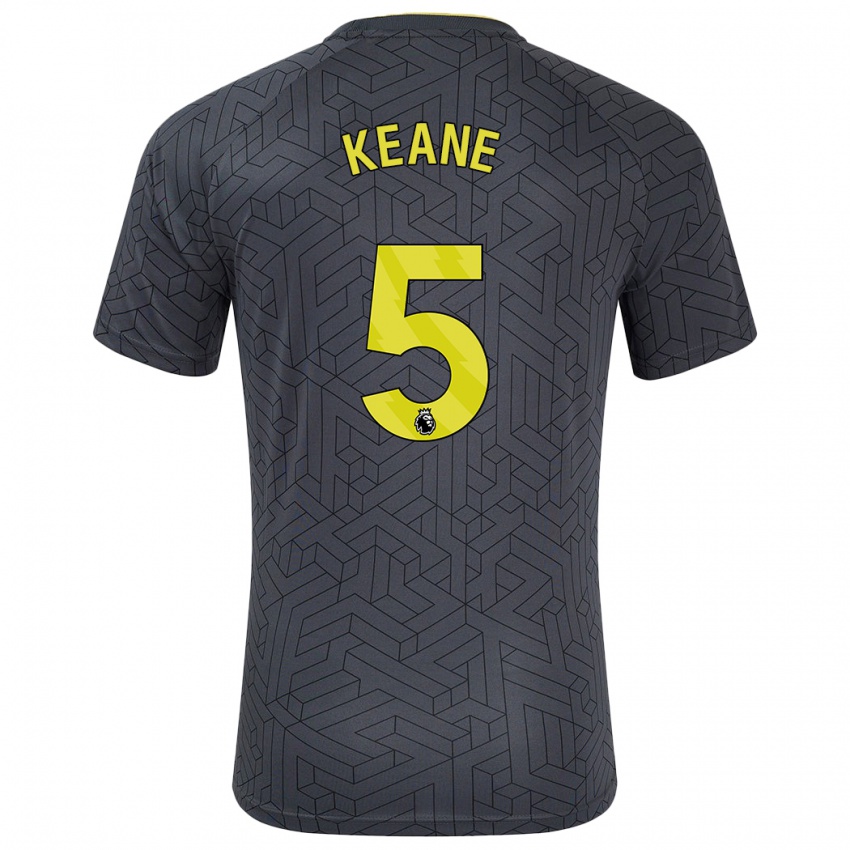 Kinderen Michael Keane #5 Zwart Geel Uitshirt Uittenue 2024/25 T-Shirt