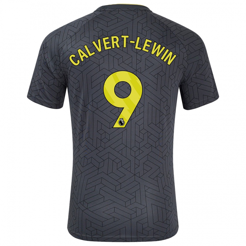 Kinderen Dominic Calvert-Lewin #9 Zwart Geel Uitshirt Uittenue 2024/25 T-Shirt