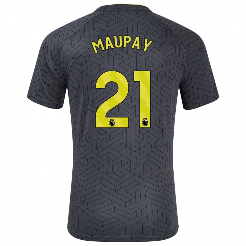 Kinderen Neal Maupay #21 Zwart Geel Uitshirt Uittenue 2024/25 T-Shirt