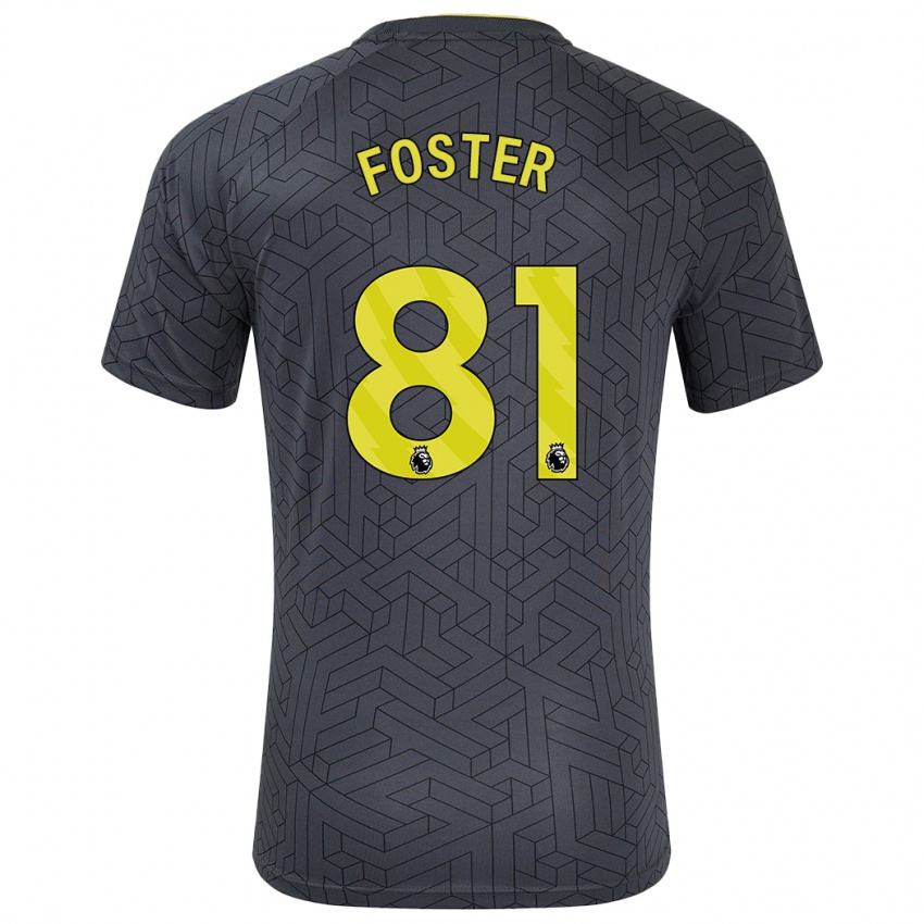 Kinderen Harvey Foster #81 Zwart Geel Uitshirt Uittenue 2024/25 T-Shirt