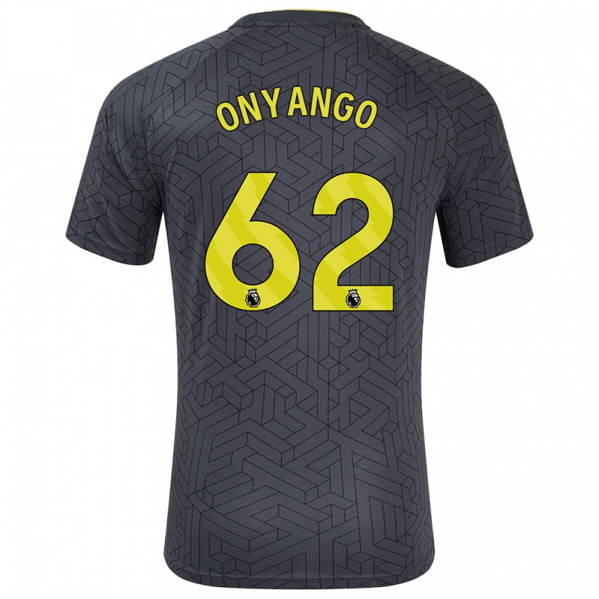 Kinderen Tyler Onyango #62 Zwart Geel Uitshirt Uittenue 2024/25 T-Shirt