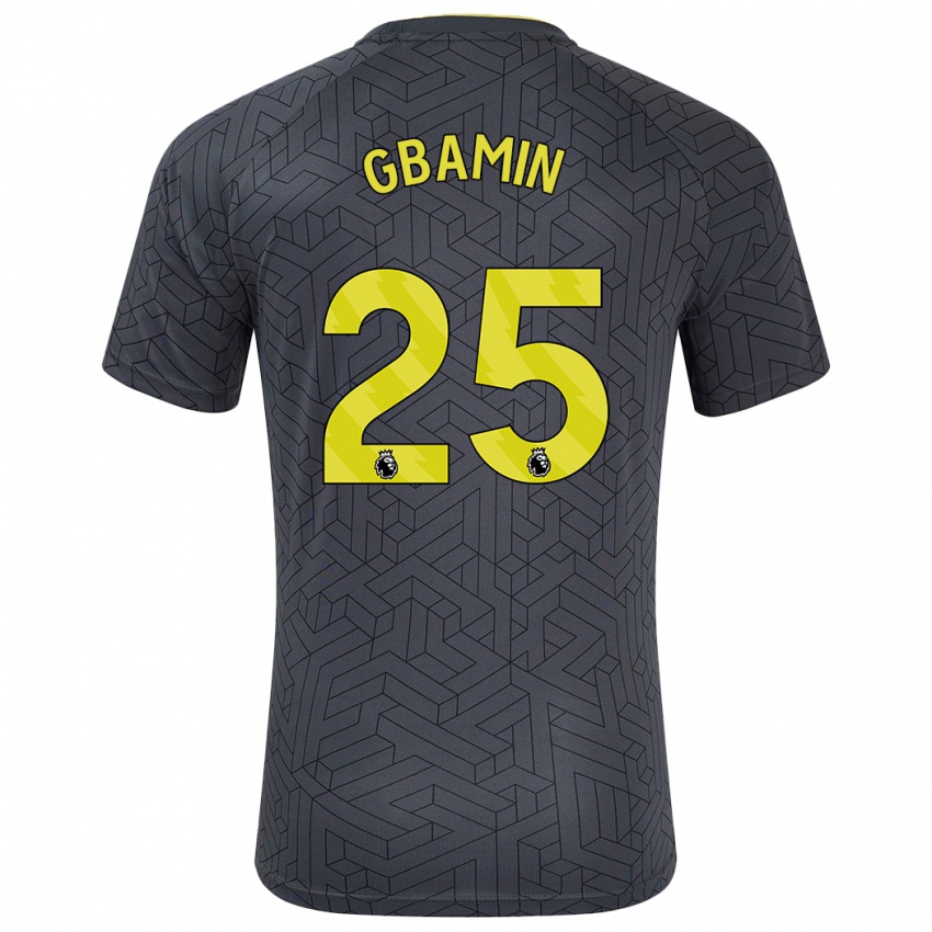 Kinderen Jean-Philippe Gbamin #25 Zwart Geel Uitshirt Uittenue 2024/25 T-Shirt