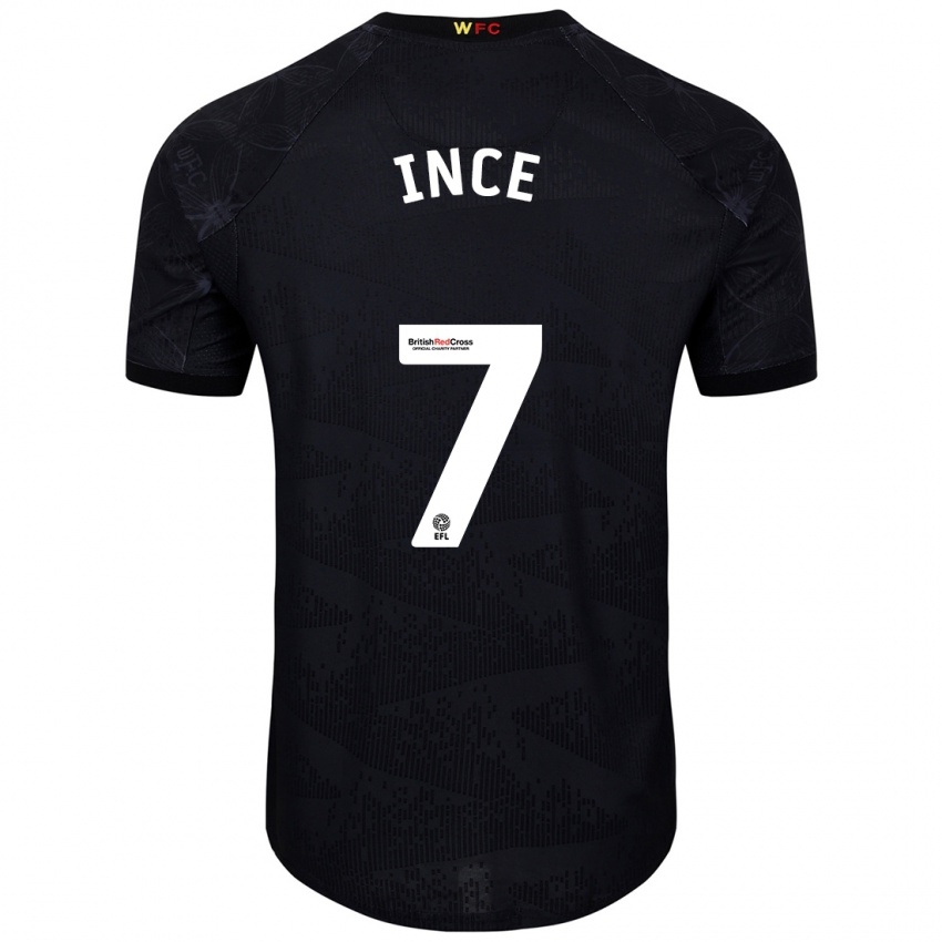 Kinderen Tom Ince #7 Zwart Wit Uitshirt Uittenue 2024/25 T-Shirt