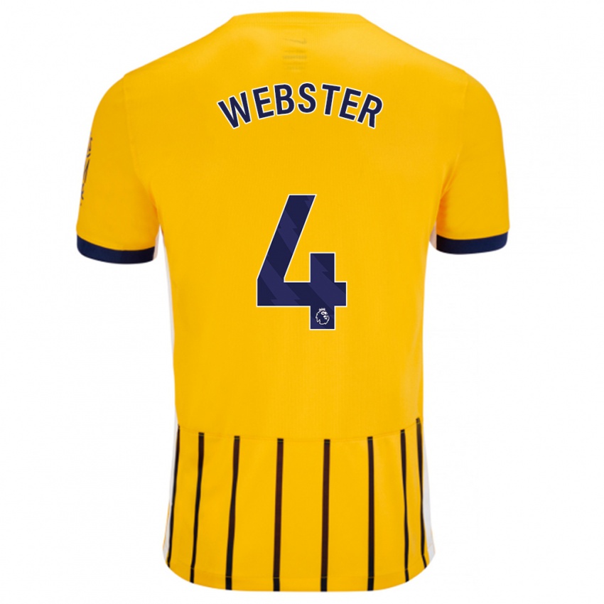 Kinderen Adam Webster #4 Goud Blauw Krijtstrepen Uitshirt Uittenue 2024/25 T-Shirt