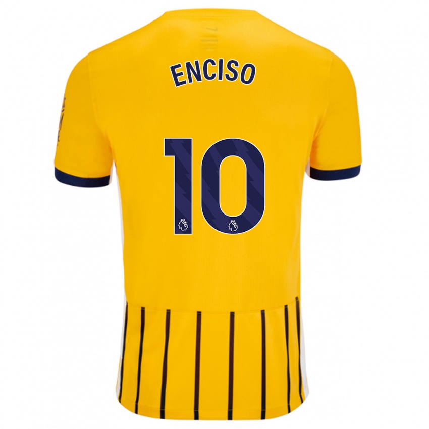 Kinderen Julio Enciso #10 Goud Blauw Krijtstrepen Uitshirt Uittenue 2024/25 T-Shirt