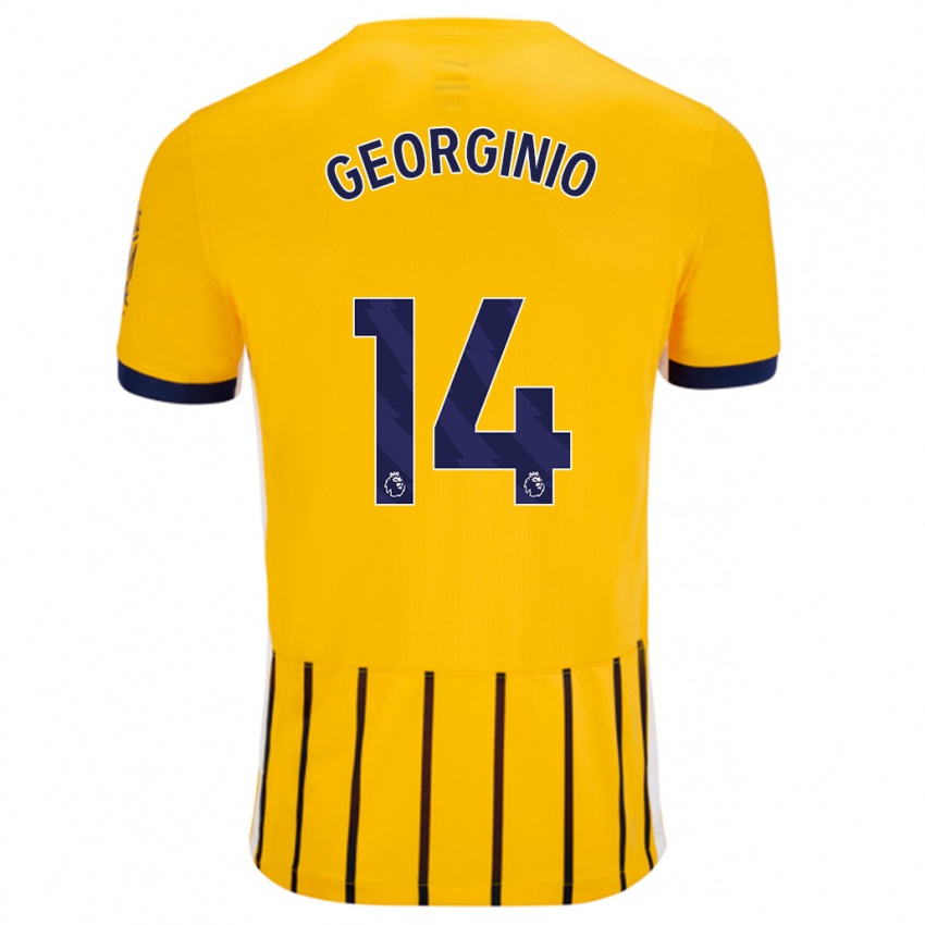 Kinderen Georginio Rutter #14 Goud Blauw Krijtstrepen Uitshirt Uittenue 2024/25 T-Shirt