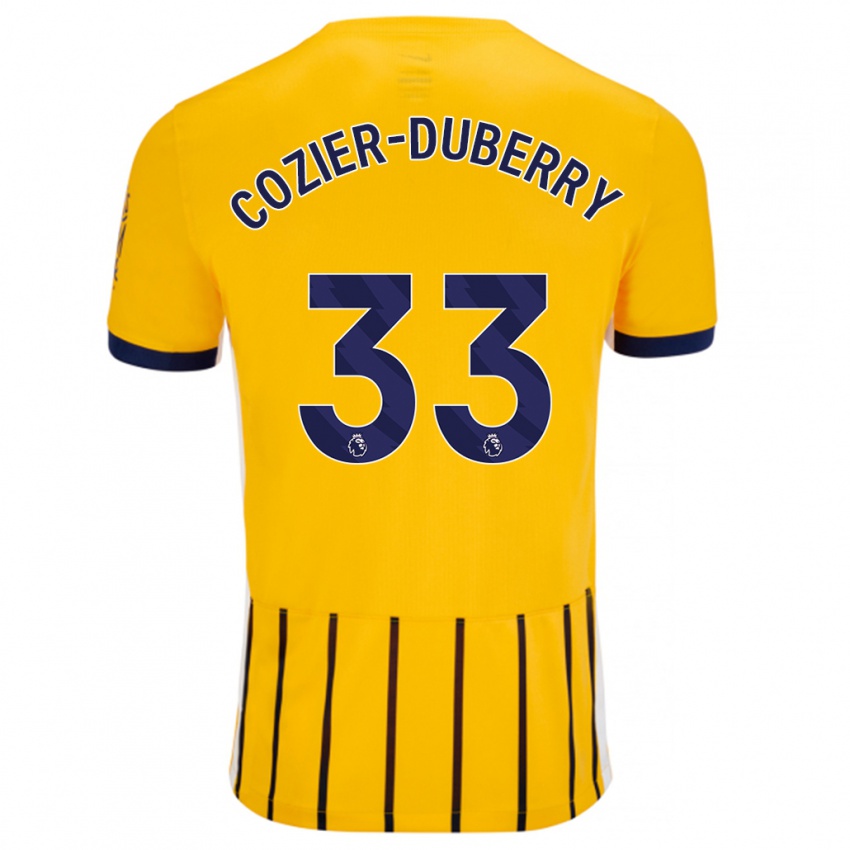 Kinderen Amario Cozier-Duberry #33 Goud Blauw Krijtstrepen Uitshirt Uittenue 2024/25 T-Shirt