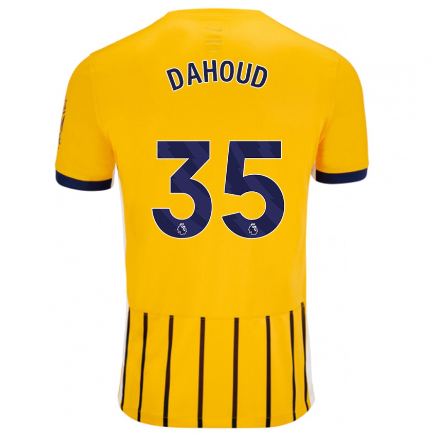 Kinderen Mahmoud Dahoud #35 Goud Blauw Krijtstrepen Uitshirt Uittenue 2024/25 T-Shirt