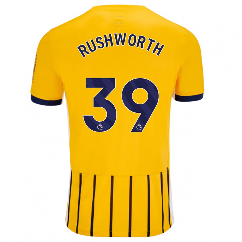 Kinderen Carl Rushworth #39 Goud Blauw Krijtstrepen Uitshirt Uittenue 2024/25 T-Shirt