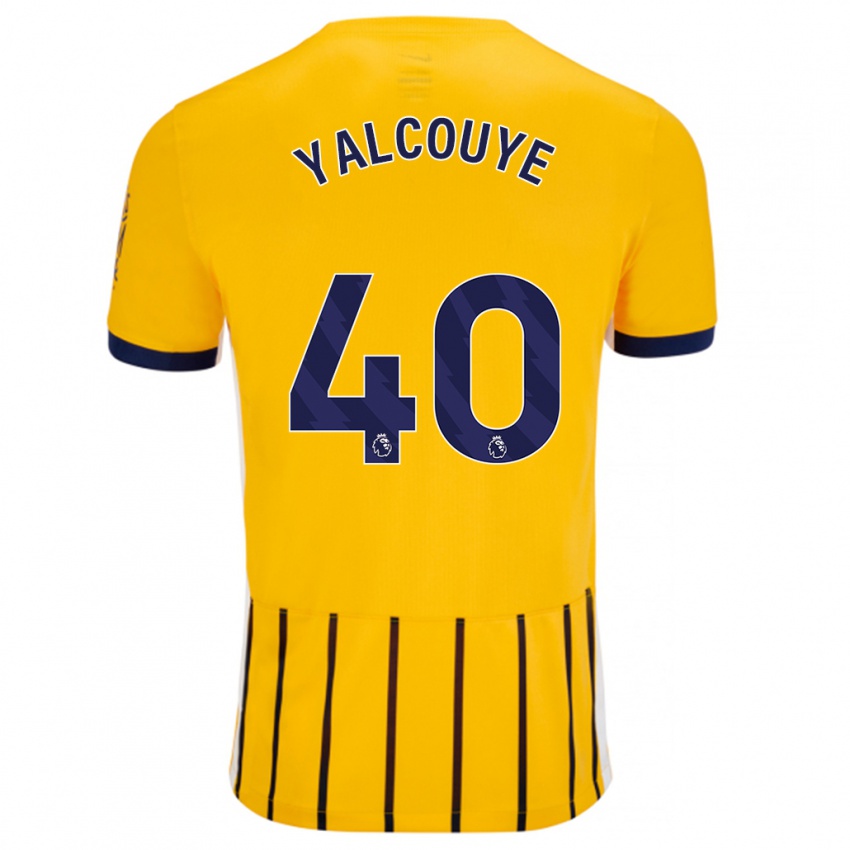 Kinderen Malick Junior Yalcouyé #40 Goud Blauw Krijtstrepen Uitshirt Uittenue 2024/25 T-Shirt