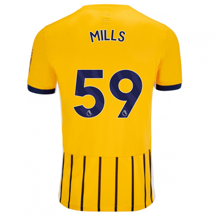 Kinderen Harry Mills #59 Goud Blauw Krijtstrepen Uitshirt Uittenue 2024/25 T-Shirt