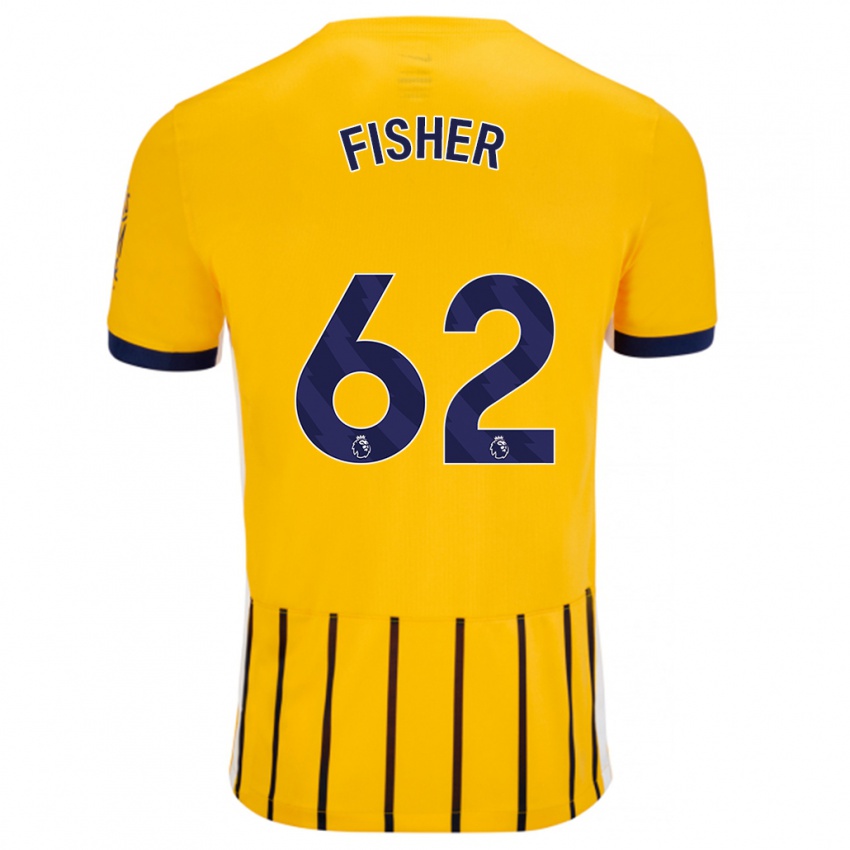 Kinderen Hugo Fisher #62 Goud Blauw Krijtstrepen Uitshirt Uittenue 2024/25 T-Shirt