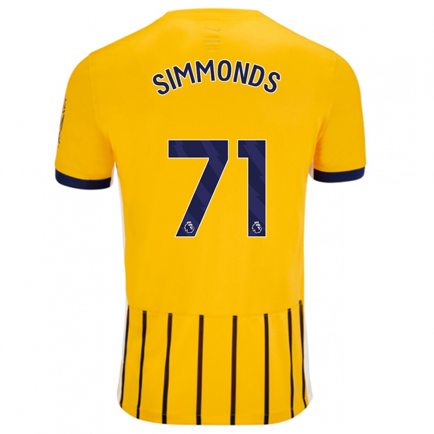 Kinderen Freddie Simmonds #71 Goud Blauw Krijtstrepen Uitshirt Uittenue 2024/25 T-Shirt