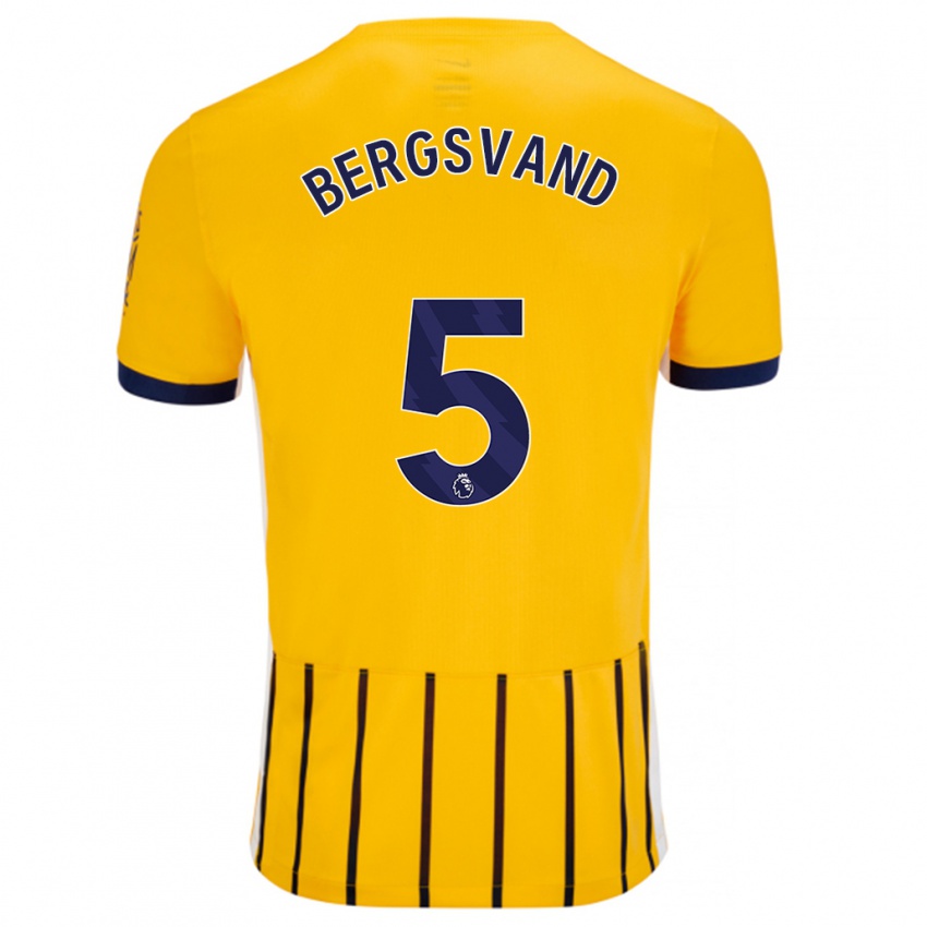 Kinderen Guro Bergsvand #5 Goud Blauw Krijtstrepen Uitshirt Uittenue 2024/25 T-Shirt