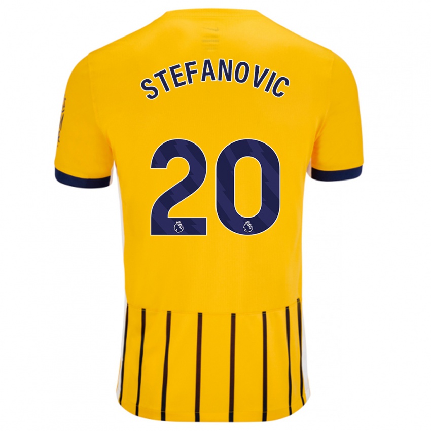 Kinderen Dejana Stefanović #20 Goud Blauw Krijtstrepen Uitshirt Uittenue 2024/25 T-Shirt