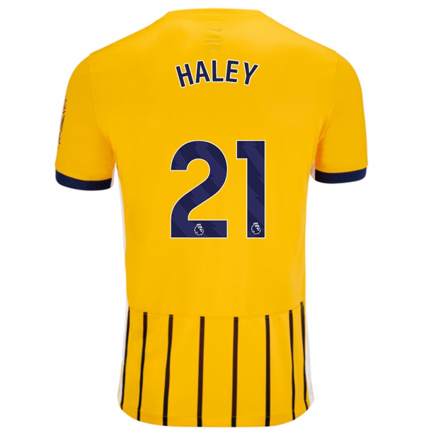 Kinderen Madison Haley #21 Goud Blauw Krijtstrepen Uitshirt Uittenue 2024/25 T-Shirt