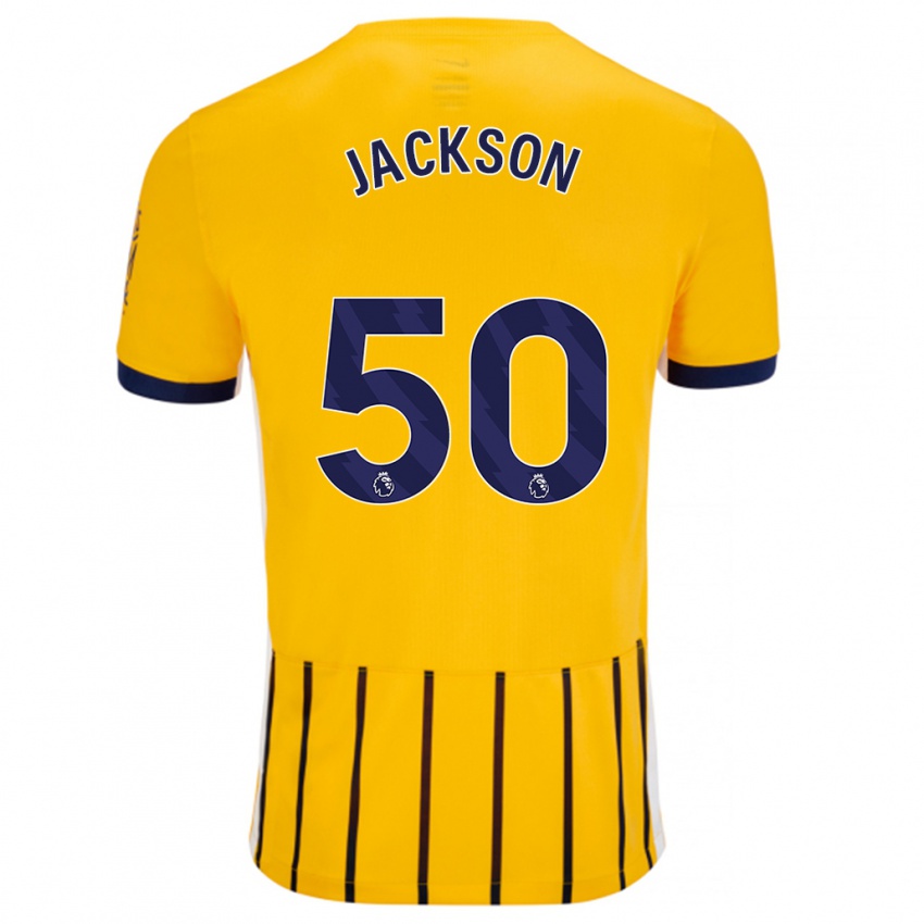 Kinderen Ben Jackson #50 Goud Blauw Krijtstrepen Uitshirt Uittenue 2024/25 T-Shirt