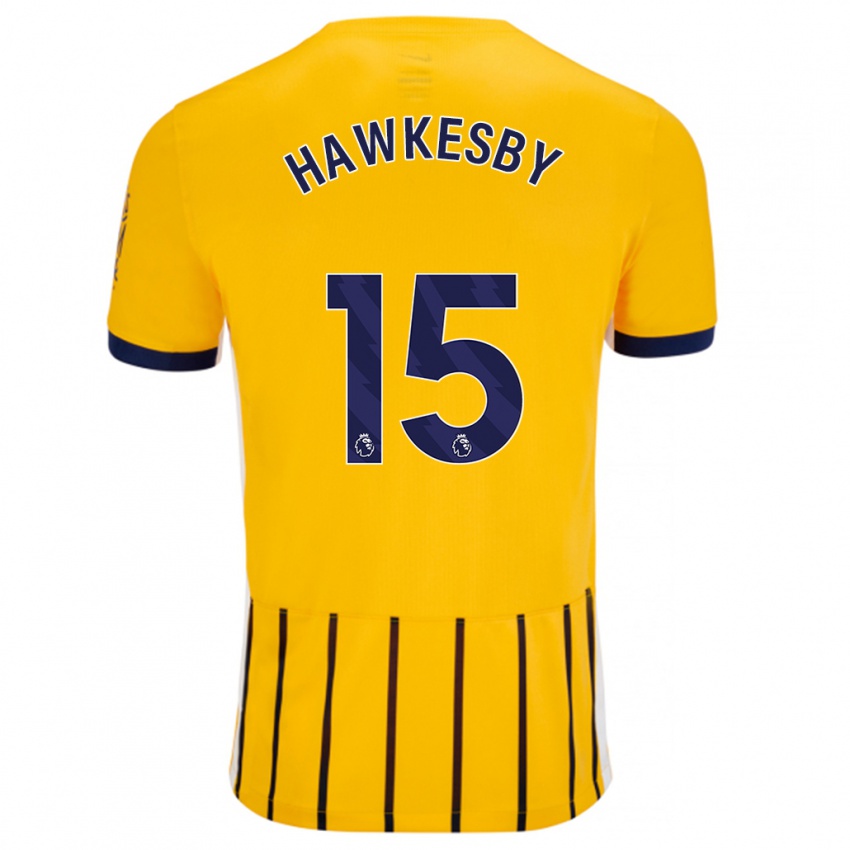 Kinderen Mackenzie Hawkesby #15 Goud Blauw Krijtstrepen Uitshirt Uittenue 2024/25 T-Shirt