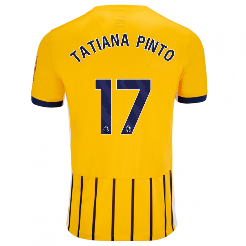 Kinderen Tatiana Vanessa Ferreira Pinto #17 Goud Blauw Krijtstrepen Uitshirt Uittenue 2024/25 T-Shirt