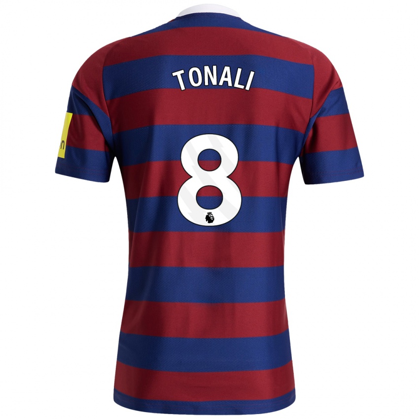 Kinderen Sandro Tonali #8 Bordeauxrood Marineblauw Uitshirt Uittenue 2024/25 T-Shirt