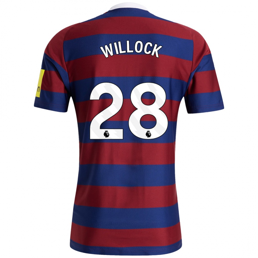 Kinderen Joe Willock #28 Bordeauxrood Marineblauw Uitshirt Uittenue 2024/25 T-Shirt