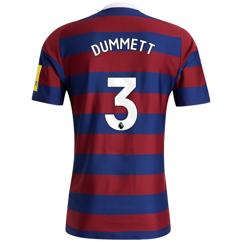 Kinderen Paul Dummett #3 Bordeauxrood Marineblauw Uitshirt Uittenue 2024/25 T-Shirt