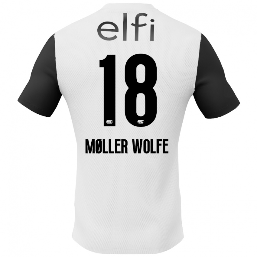 Kinderen David Møller Wolfe #18 Wit Zwart Uitshirt Uittenue 2024/25 T-Shirt