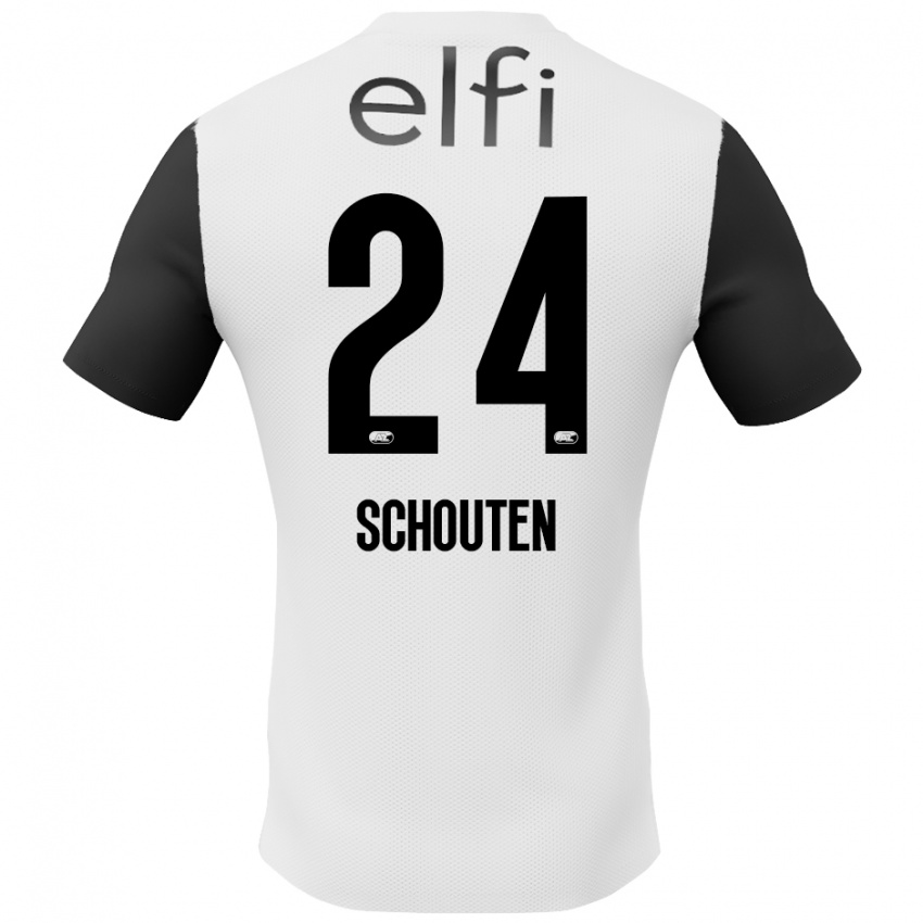 Kinderen Lewis Schouten #24 Wit Zwart Uitshirt Uittenue 2024/25 T-Shirt