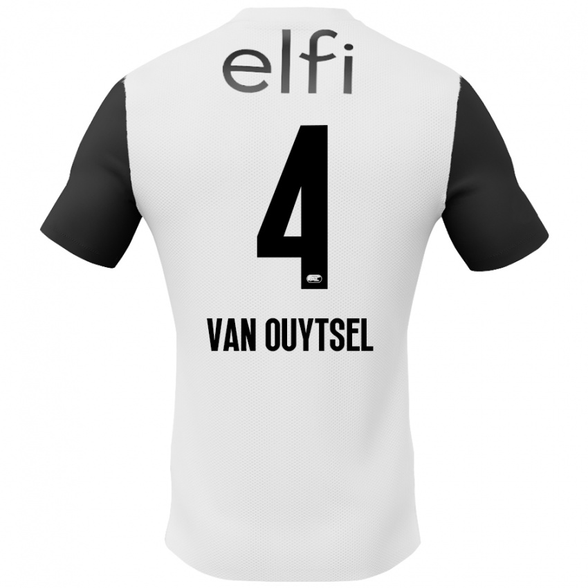 Kinderen Kevin Van Ouytsel #4 Wit Zwart Uitshirt Uittenue 2024/25 T-Shirt