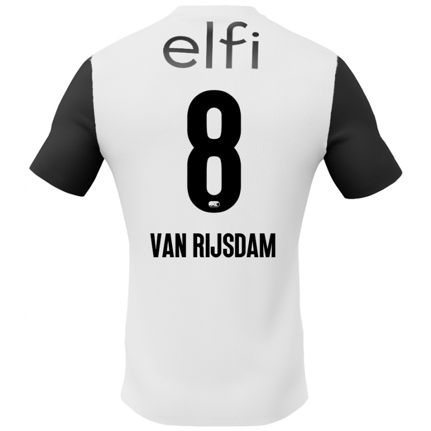 Kinderen Julian Van Rijsdam #8 Wit Zwart Uitshirt Uittenue 2024/25 T-Shirt