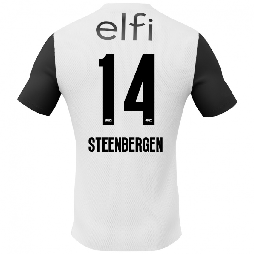 Kinderen Thom Steenbergen #14 Wit Zwart Uitshirt Uittenue 2024/25 T-Shirt