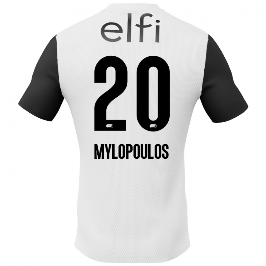 Kinderen Marios Mylopoulos #20 Wit Zwart Uitshirt Uittenue 2024/25 T-Shirt