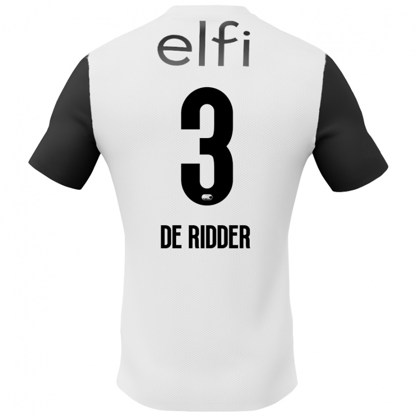 Kinderen Djoeke De Ridder #3 Wit Zwart Uitshirt Uittenue 2024/25 T-Shirt