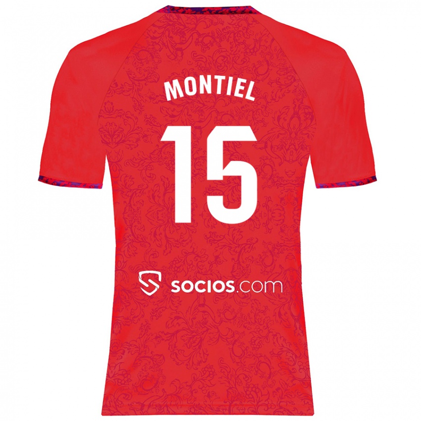 Kinderen Gonzalo Montiel #15 Rood Uitshirt Uittenue 2024/25 T-Shirt