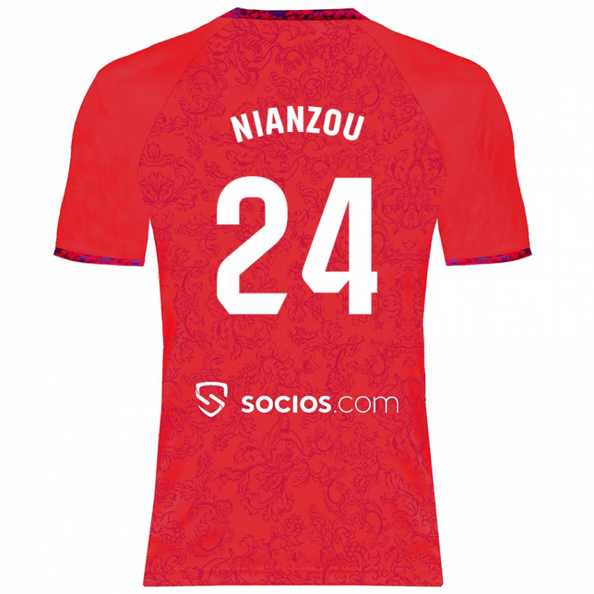 Kinderen Tanguy Nianzou #24 Rood Uitshirt Uittenue 2024/25 T-Shirt