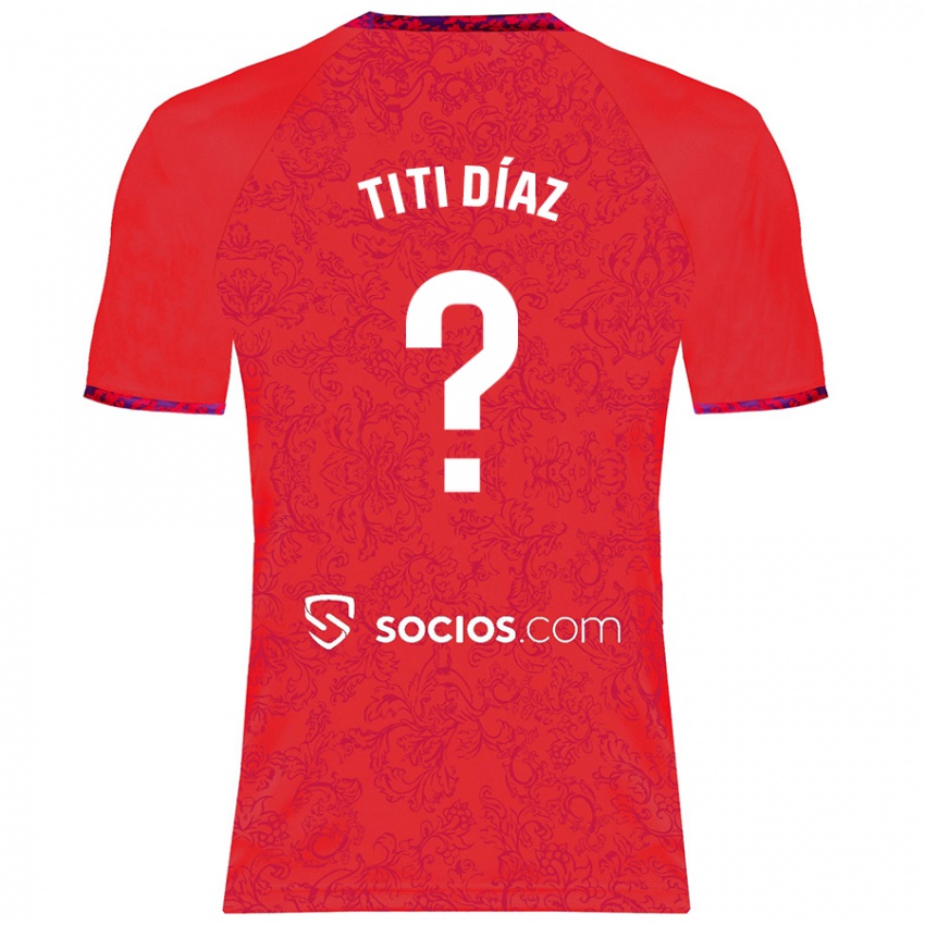 Kinderen Titi Díaz #0 Rood Uitshirt Uittenue 2024/25 T-Shirt