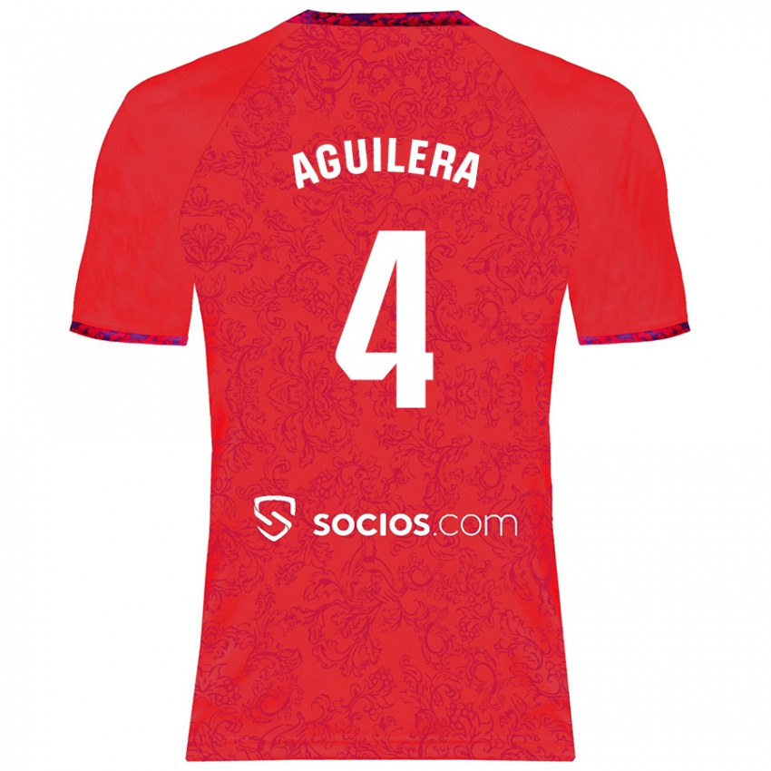 Kinderen Juanan Aguilera #4 Rood Uitshirt Uittenue 2024/25 T-Shirt