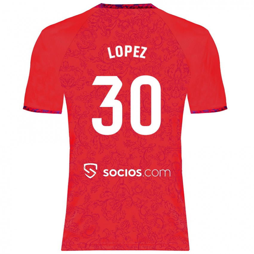 Kinderen Alba López #30 Rood Uitshirt Uittenue 2024/25 T-Shirt