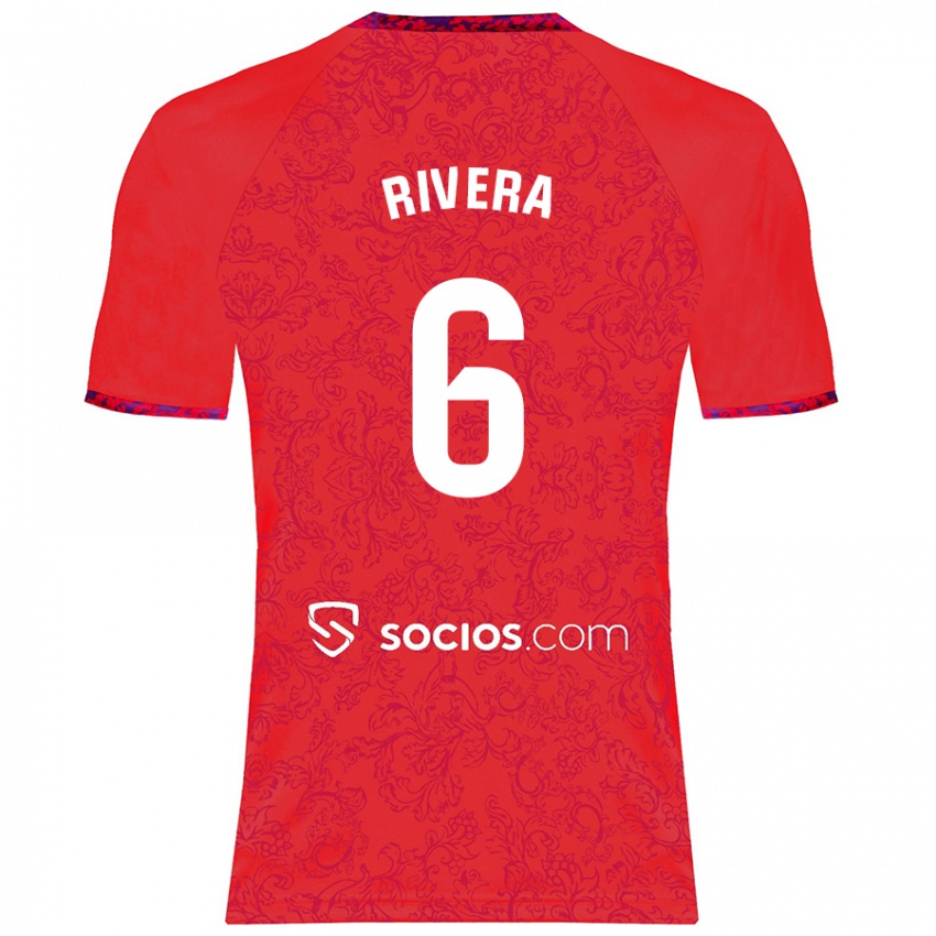 Kinderen Pablo Rivera #6 Rood Uitshirt Uittenue 2024/25 T-Shirt